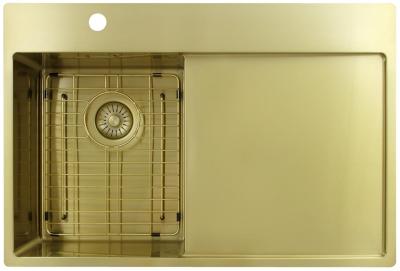Pure.Sink Exclusivo Златен малък мивка с отделение за оттичане 78x52 см Кран от лявата страна PEX3478LT-60
