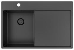 Pure.Sink Exclusivo Gun Metal малко мивко със сушилник 78x52 см Tapwing вляво PEX3478LT-61