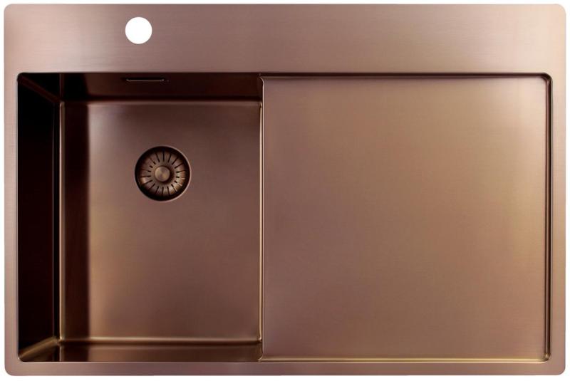 Pure.Sink Exclusivo Медено малко мивко със сушилня 78x52 cm Tapwing вляво PEX3478LT-62