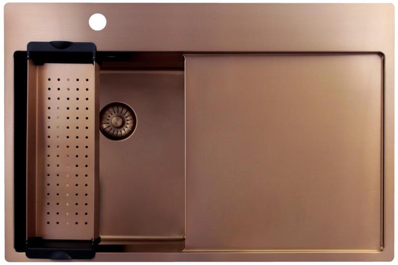 Pure.Sink Exclusivo Медено малко мивко със сушилня 78x52 cm Tapwing вляво PEX3478LT-62