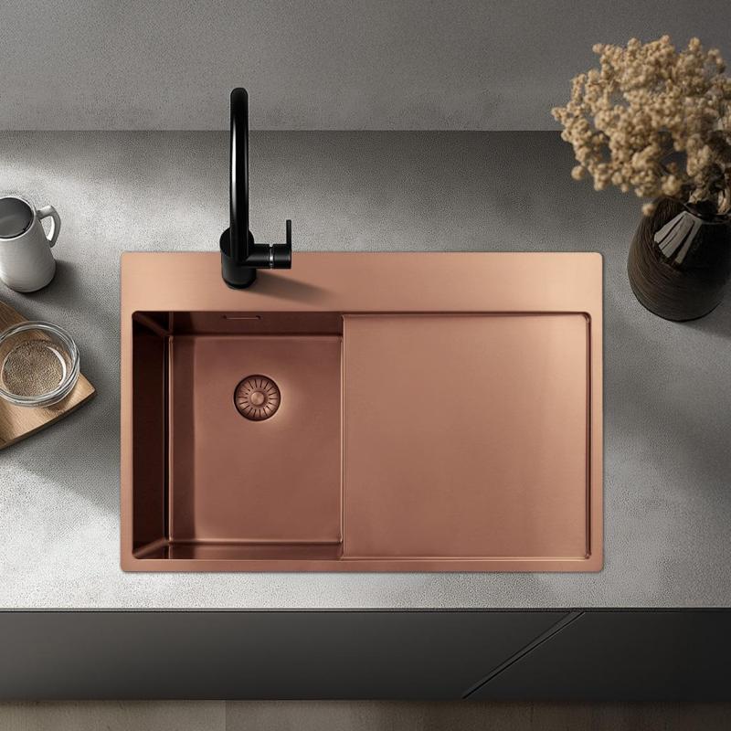 Pure.Sink Exclusivo Медено малко мивко със сушилня 78x52 cm Tapwing вляво PEX3478LT-62