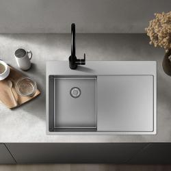 Pure.Sink Exclusivo RVS малко мивка със сушилня 78x52 см Tapwing вдясно PEX3478RT-02