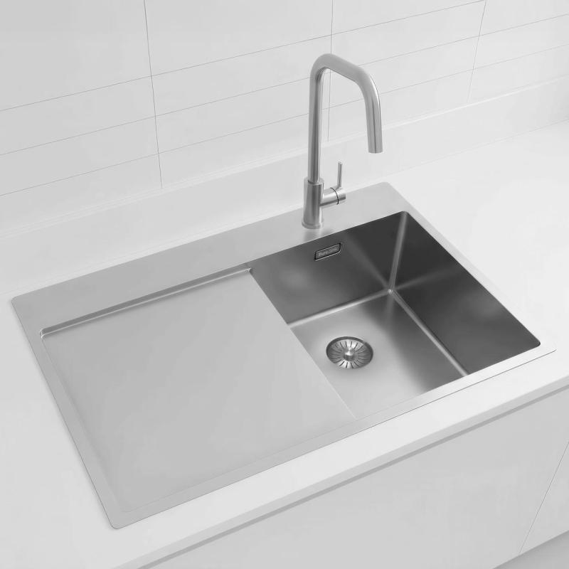 Pure.Sink Exclusivo RVS малко мивка със сушилня 78x52 см Tapwing вдясно PEX3478RT-02