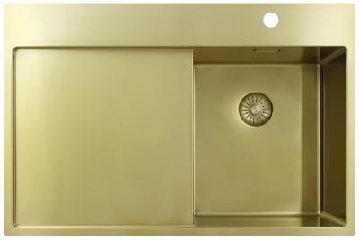 Pure.Sink Exclusivo Златен малък мивка с отделение за капене 78x52 см Tapwing вдясно PEX3478RT-60