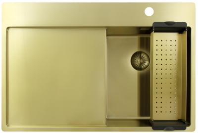 Pure.Sink Exclusivo Златен малък мивка с отделение за капене 78x52 см Tapwing вдясно PEX3478RT-60
