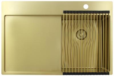 Pure.Sink Exclusivo Златен малък мивка с отделение за капене 78x52 см Tapwing вдясно PEX3478RT-60