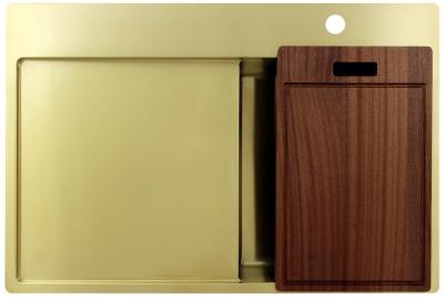 Pure.Sink Exclusivo Златен малък мивка с отделение за капене 78x52 см Tapwing вдясно PEX3478RT-60