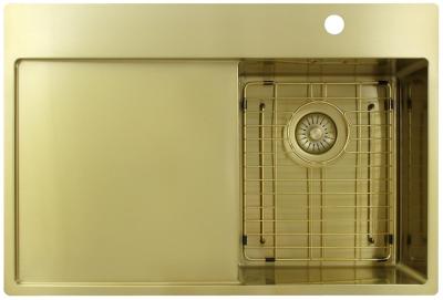 Pure.Sink Exclusivo Златен малък мивка с отделение за капене 78x52 см Tapwing вдясно PEX3478RT-60
