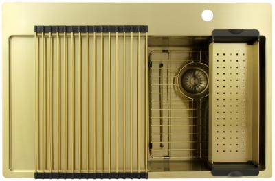 Pure.Sink Exclusivo Златен малък мивка с отделение за капене 78x52 см Tapwing вдясно PEX3478RT-60