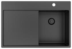 Pure.Sink Exclusivo Gun Metal малко мивка със секция за оттичане 78x52 см Tapwing в дясно PEX3478RT-61