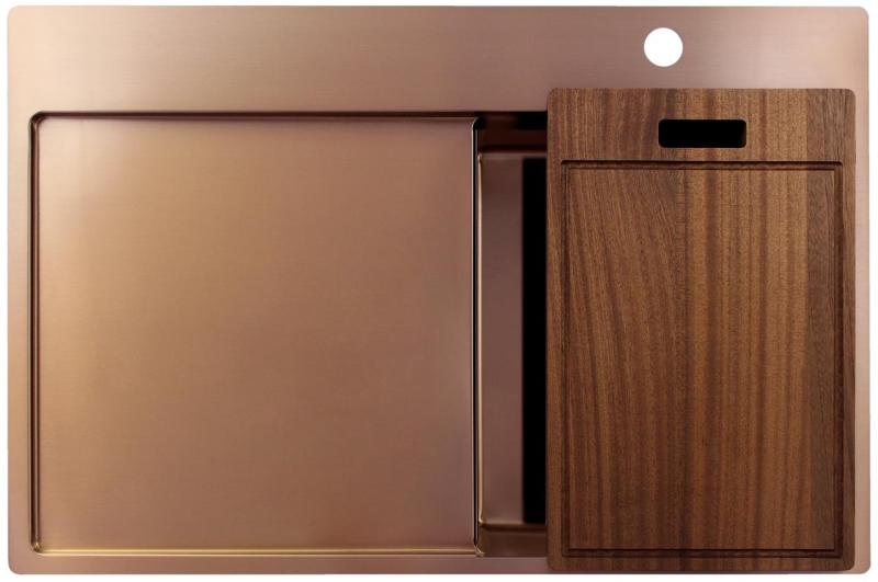 Pure.Sink Exclusivo Медено малко мивко със секция за изтичане 78x52 cm Tapwing вдясно PEX3478RT-62