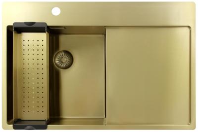 Pure.Sink Exclusivo Златен мивка със секция за оттичане 78x52 см Tapwing вляво PEX4078LT-60