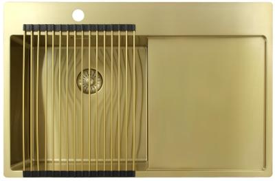 Pure.Sink Exclusivo Златен мивка със секция за оттичане 78x52 см Tapwing вляво PEX4078LT-60