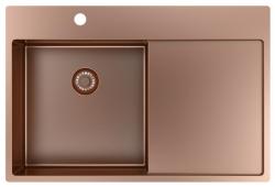 Pure.Sink Exclusivo Меден мивка със сушилня 78x52 cm Tapwing вляво PEX4078LT-62