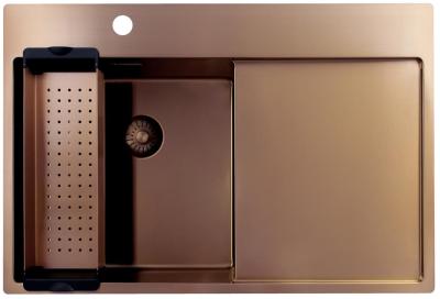 Pure.Sink Exclusivo Меден мивка със сушилня 78x52 cm Tapwing вляво PEX4078LT-62