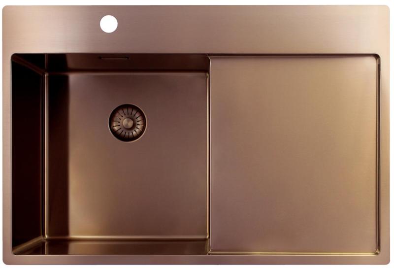 Pure.Sink Exclusivo Меден мивка със сушилня 78x52 cm Tapwing вляво PEX4078LT-62