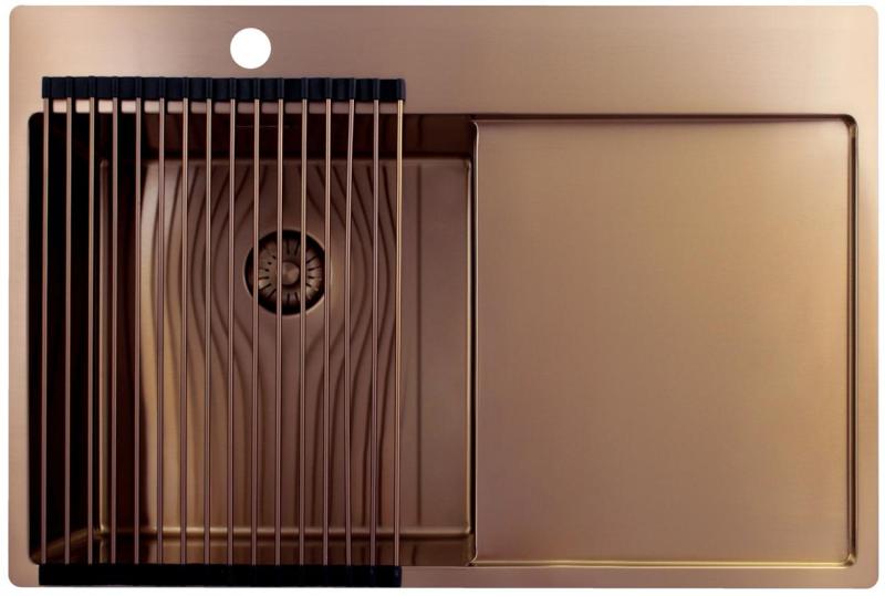 Pure.Sink Exclusivo Меден мивка със сушилня 78x52 cm Tapwing вляво PEX4078LT-62