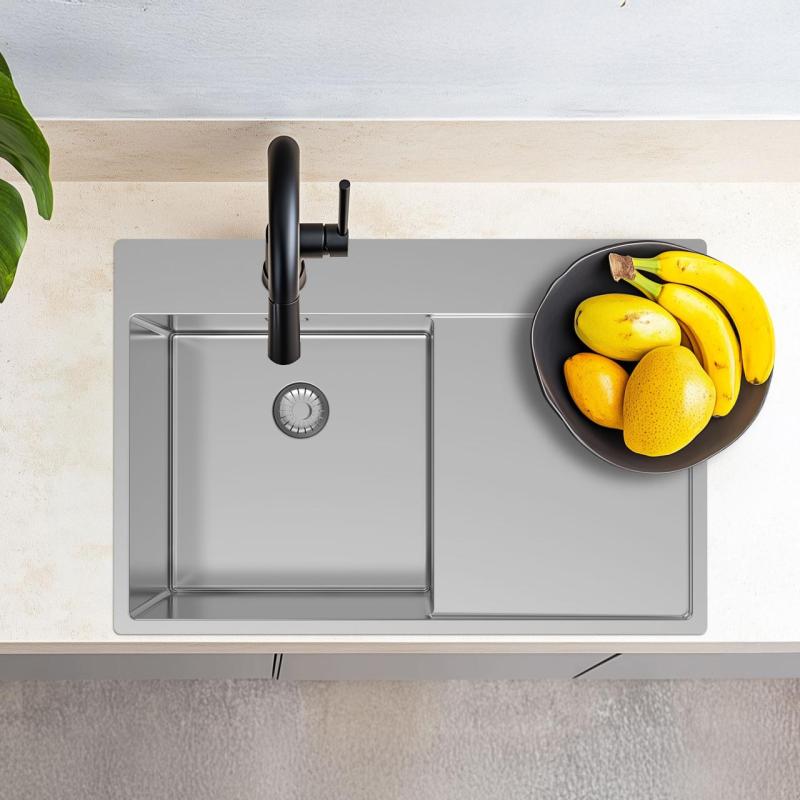 Pure.Sink Exclusivo RVS мивка с част за сушене 78x52 см Tapwing вдясно PEX4078RT-02