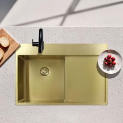 Pure.Sink Exclusivo Златен мивката с отделение за капане 78x52 см Tapwing вдясно PEX4078RT-60