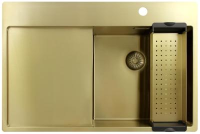 Pure.Sink Exclusivo Златен мивката с отделение за капане 78x52 см Tapwing вдясно PEX4078RT-60