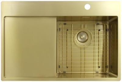 Pure.Sink Exclusivo Златен мивката с отделение за капане 78x52 см Tapwing вдясно PEX4078RT-60