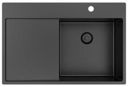 Pure.Sink Exclusivo Gun Metal мивка със сушилня 78x52 cm Tapwing вдясно PEX4078RT-61