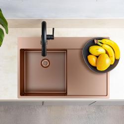 Pure.Sink Exclusivo Медено мивко със секция за отцеждане 78x52 см Tapwing вдясно PEX4078RT-62