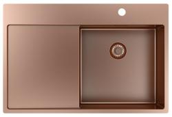 Pure.Sink Exclusivo Медено мивко със секция за отцеждане 78x52 см Tapwing вдясно PEX4078RT-62