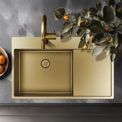 Pure.Sink Exclusivo Златен мивка със сушилня 86x52 см Кран крило вляво PEX5086LT-60
