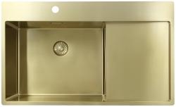 Pure.Sink Exclusivo Златен мивка със сушилня 86x52 см Кран крило вляво PEX5086LT-60