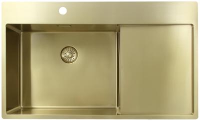 Pure.Sink Exclusivo Златен мивка със сушилня 86x52 см Кран крило вляво PEX5086LT-60