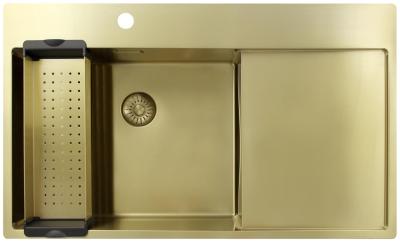 Pure.Sink Exclusivo Златен мивка със сушилня 86x52 см Кран крило вляво PEX5086LT-60