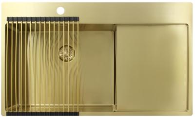 Pure.Sink Exclusivo Златен мивка със сушилня 86x52 см Кран крило вляво PEX5086LT-60