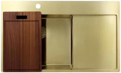 Pure.Sink Exclusivo Златен мивка със сушилня 86x52 см Кран крило вляво PEX5086LT-60