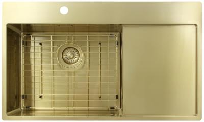 Pure.Sink Exclusivo Златен мивка със сушилня 86x52 см Кран крило вляво PEX5086LT-60