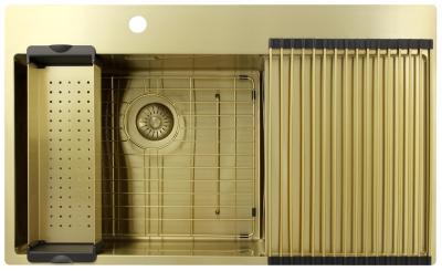 Pure.Sink Exclusivo Златен мивка със сушилня 86x52 см Кран крило вляво PEX5086LT-60