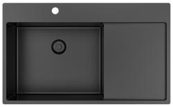 Pure.Sink Exclusivo Gun Metal мивка със секция за сушене 86x52 см Tapwing ляв PEX5086LT-61