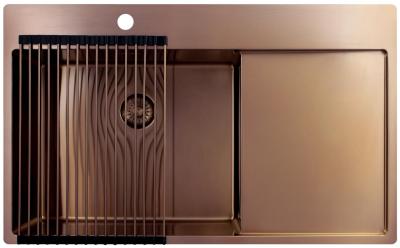 Pure.Sink Exclusivo Медено мивко със секция за отцеждане 86x52 см Tapwing вляво PEX5086LT-62
