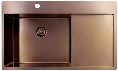 Pure.Sink Exclusivo Медено мивко със секция за отцеждане 86x52 см Tapwing вляво PEX5086LT-62
