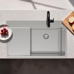 Pure.Sink Exclusivo RVS мивка със секция за капане 86x52 см Tapwing вдясно PEX5086RT-02