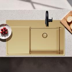 Pure.Sink Exclusivo Златен мивка със сушилник 86x52 см Tapwing вдясно PEX5086RT-60