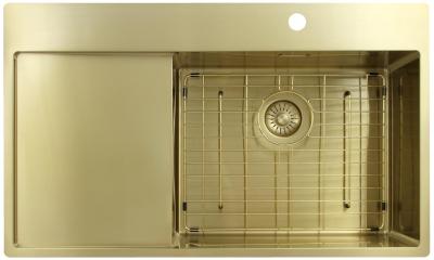 Pure.Sink Exclusivo Златен мивка със сушилник 86x52 см Tapwing вдясно PEX5086RT-60