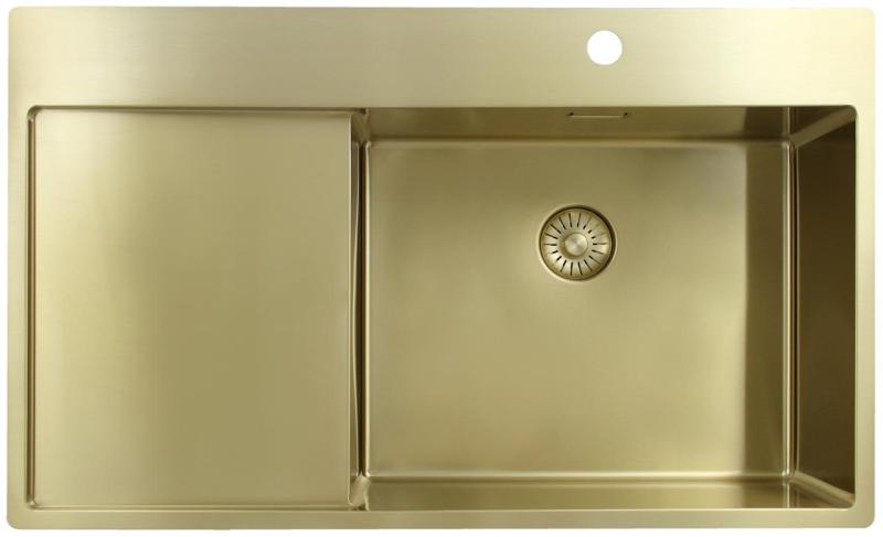 Pure.Sink Exclusivo Златен мивка със сушилник 86x52 см Tapwing вдясно PEX5086RT-60