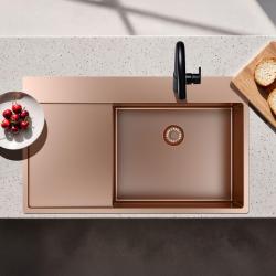 Pure.Sink Exclusivo Медено мивко със сушилня 86x52 см Tapwing вдясно PEX5086RT-62