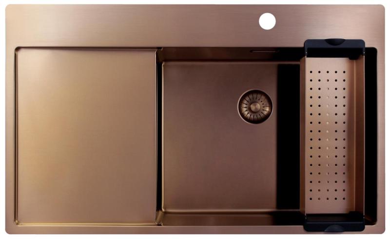 Pure.Sink Exclusivo Медено мивко със сушилня 86x52 см Tapwing вдясно PEX5086RT-62