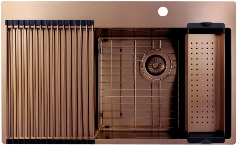 Pure.Sink Exclusivo Медено мивко със сушилня 86x52 см Tapwing вдясно PEX5086RT-62