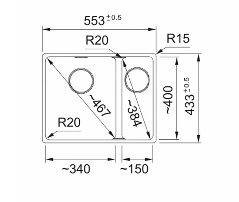 Franke Maris MRG 160-34-15 Fragranite Кафяво крем мивка Лява част  подградба 125.0725.663