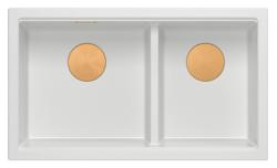Quadri Newport II Двойна Бяла Гранитна Поставка за Мивка 76x45 см с Меден Тап 1208971358