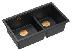Quadri Newport II Двоен Гранитен Мивка в Черно 76x45 см с Меден Сифон 1208971361