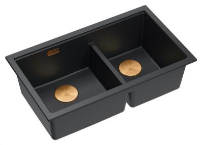 Quadri Newport II Двоен Гранитен Мивка в Черно 76x45 см с Меден Сифон 1208971361